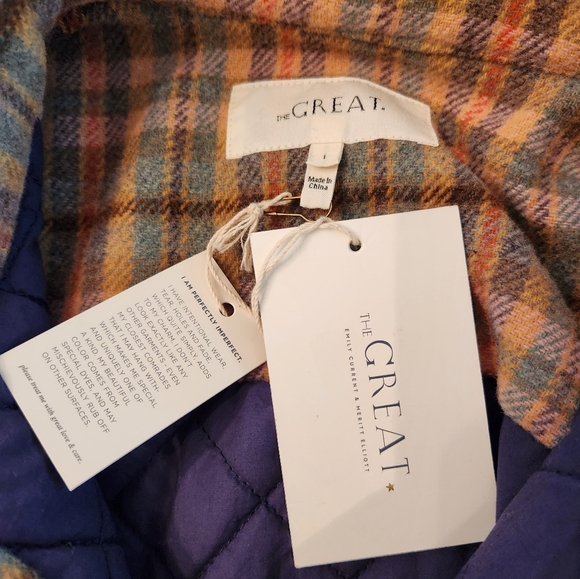 NEW The GREAT. The State Park Plaid Quilted Jacket Shacket Size 1/ Small - Picture 6 of 11